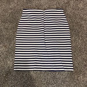 Navy & White Stripped Midi Skirt, Size Small